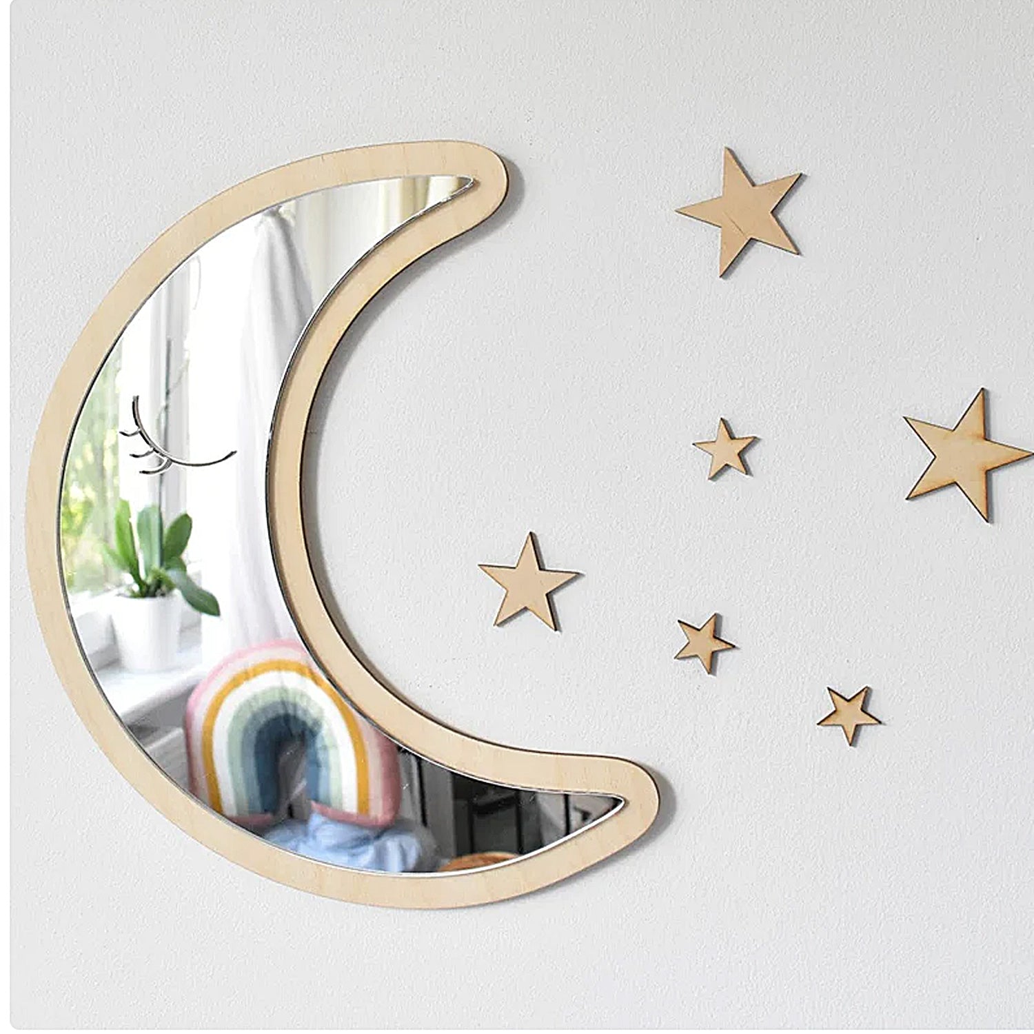 Specchio LUNA Infrangibile legno decorazioni in legno per la camera dei bambini